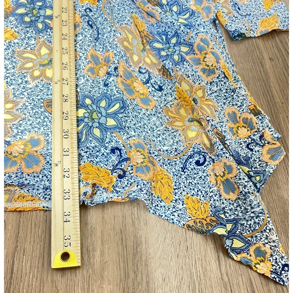 Free People Teegan Mini Dress Medium Blue Yellow‎ Floral Boho Flowy